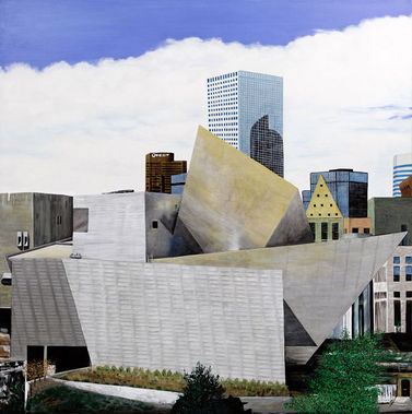 New Denver Modern Art Museum
48" X 48" X 1.5" - Acrylics - with tones of Metallic and iridescent paints. The new denver art museum called the Frederic C. Hamilton Art Museum opened in 2006 in Denver, Colorado.
